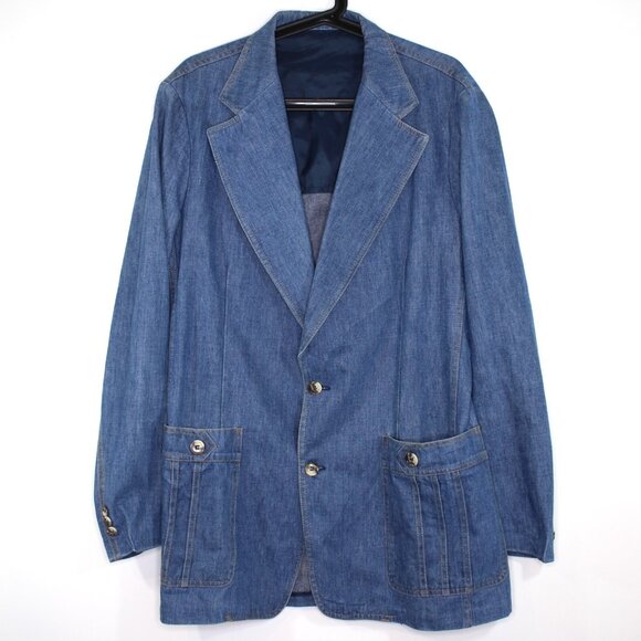 Vintage Lee Mens 40R Sanfor Set Western Denim Chore Jacket Blazer RARE H702